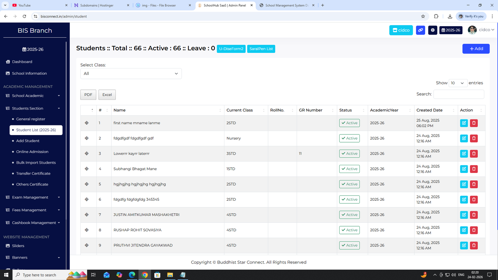 Academic Management Screenshot