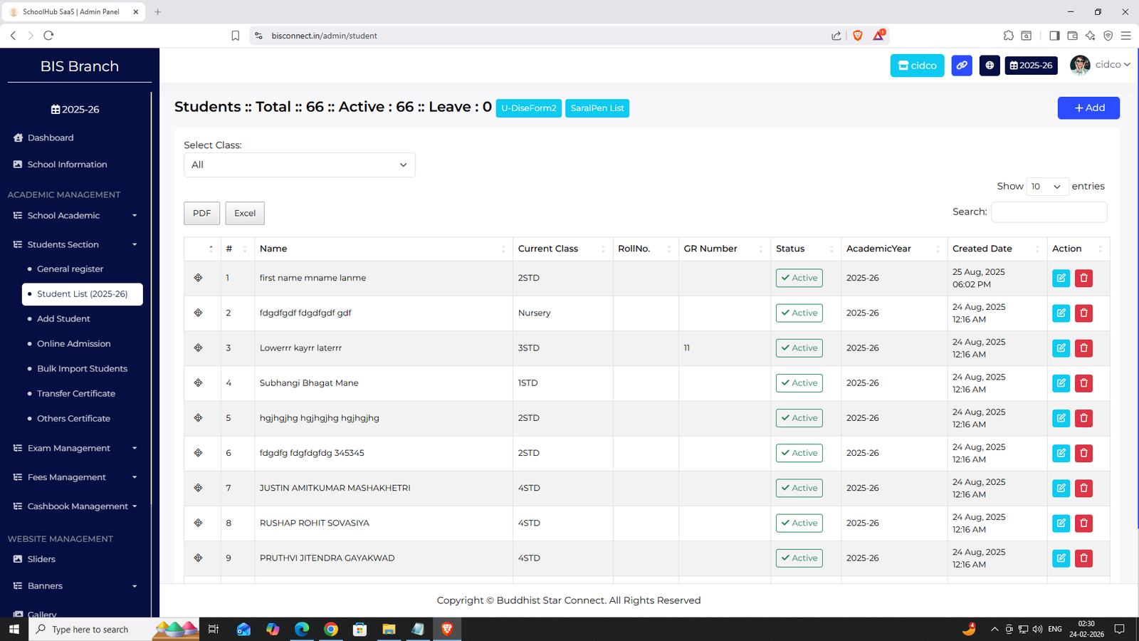 Academic Management Screenshot