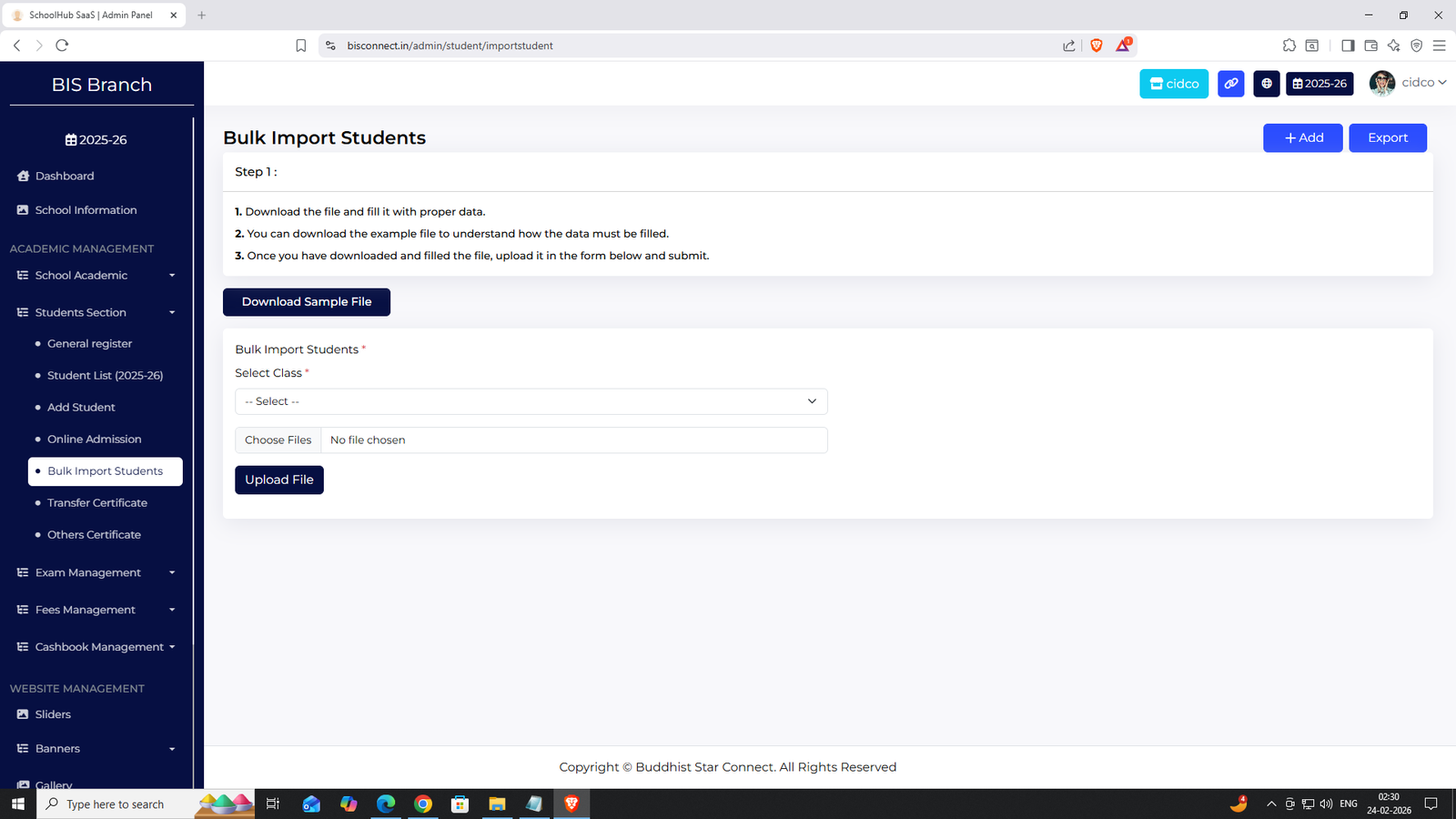Academic Management Screenshot